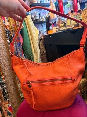 The Sak Orange Pebbled Leather Shoulder Bag